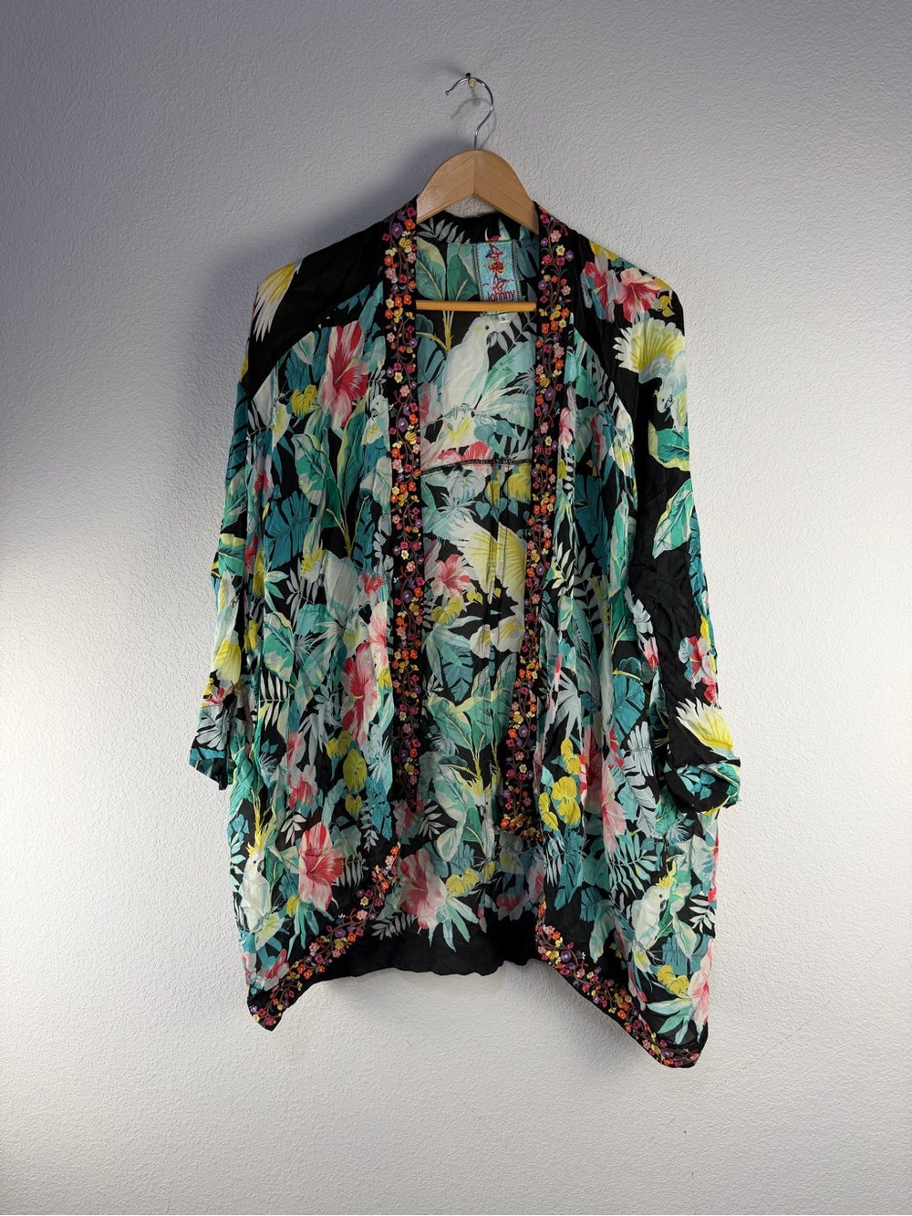 Johnny Was Solomon Tropical Print Kimono Sz S